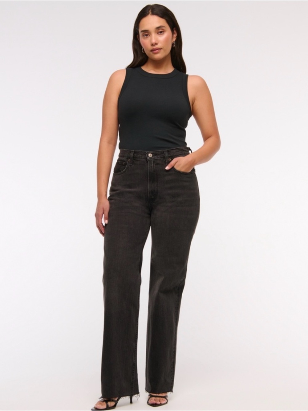 Abercrombie 90s Relaxed High-Rise Straight Leg Women's Jeans - Black
